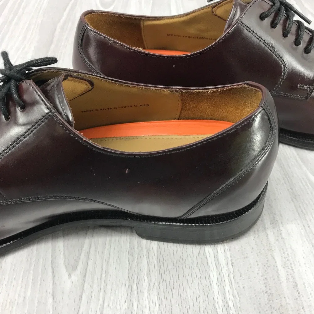 Cole Haan Grand.OS Mens Burgundy Leather Apron Toe Derby Dress Shoes C14204 10 M